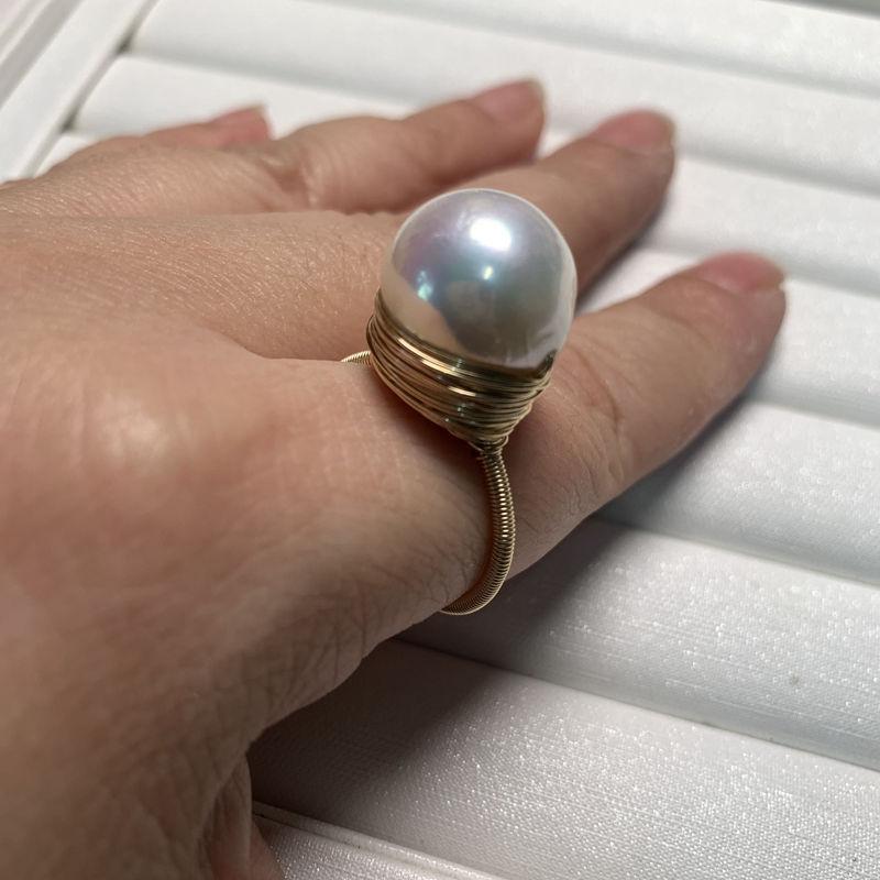 

Wedding Rings Ladies' Rings, Natural Pearls, Baroque Special-shaped, Original Designer, Adjustable Size 10K Gold, Eexquisite Hand Ornaments., Slivery;golden