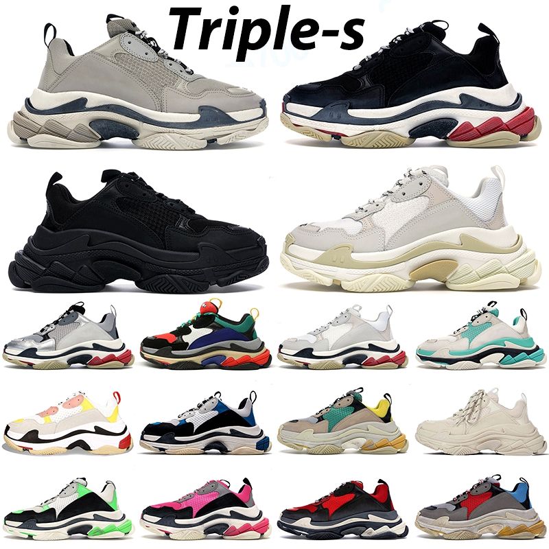 

Triple S Paris 17FW Men's Women's Casual Shoes Platform Sneakers Fashion Luxurys Designers Black White Pink Grey Red Vintage Old Dad Flats Trainers Sport, A4 36-45