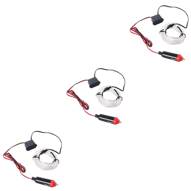 

Interior&External Lights 3pcs Flexible Neon Light Car Wire Rope Tube LED Strip Waterproof Decor Lamp (Ice Blue)