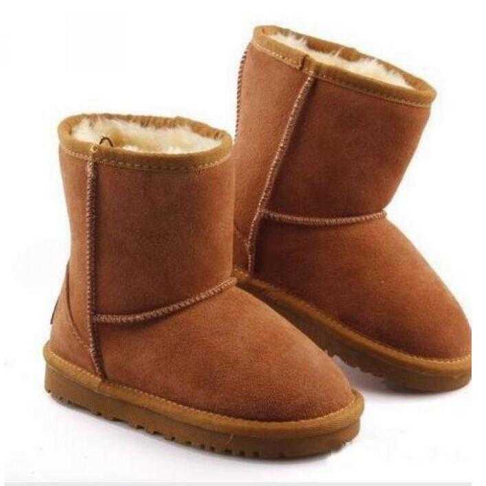 

Kids Classic Australia Snow HOT Boots Designer Girls Boys Winter Furry Boots Unisex Short Mid Calf Boot Child Warm Shoes Size 21-35, Sand