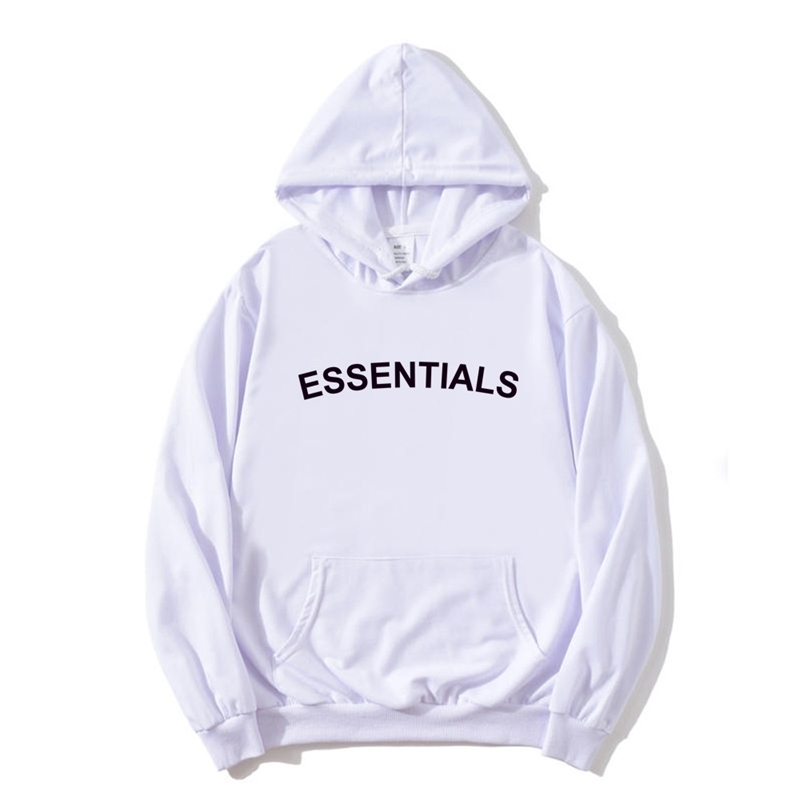 

Essentials printed hooded top men's fashion spring autumn cotton leisure sports sweater, Black