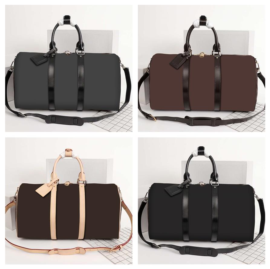 

mens duffle bags women Travel bag High capacity hand luggage pu leather handbags large cross body totes L55cm Synthetic Soft Zipper size:55x35x25cm Multifunction nf, No1- skin tone + old flowers
