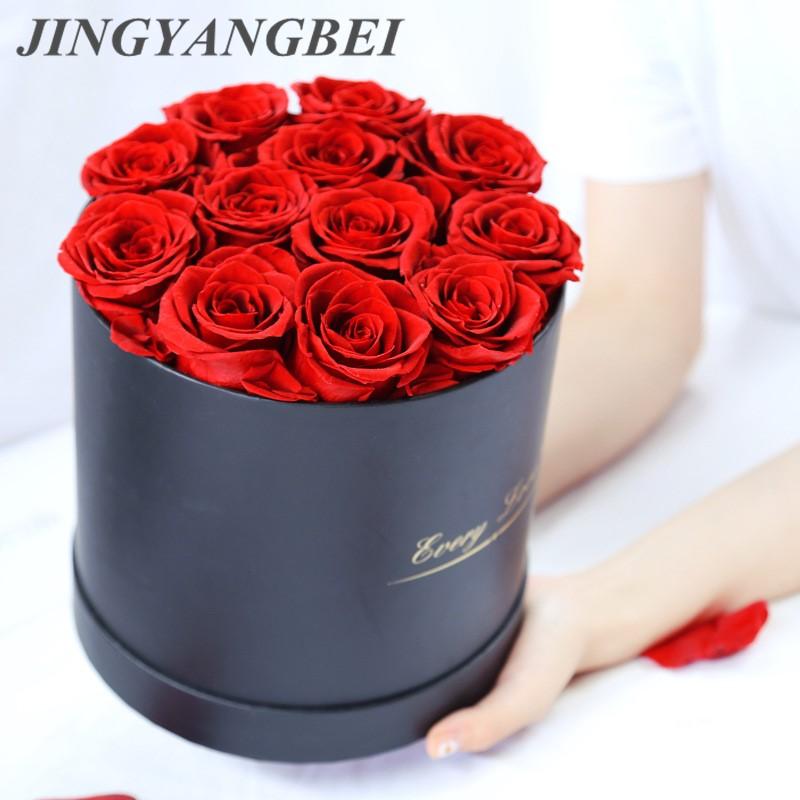 

High Quality 12pcs 4-5CM Preserved Eternal Roses With Box Year Valentine's Gifts Forever Everlasting Rose Wedding Decoration Decorative Flow, Pink