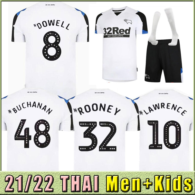

2021 2022 Derby County Rooney Soccer Jersey Home Adulto Kit Kits Martin Lawrence Futebol Camisas 21 22 Wisdom Waghorn Uniforme full set men socks thailand