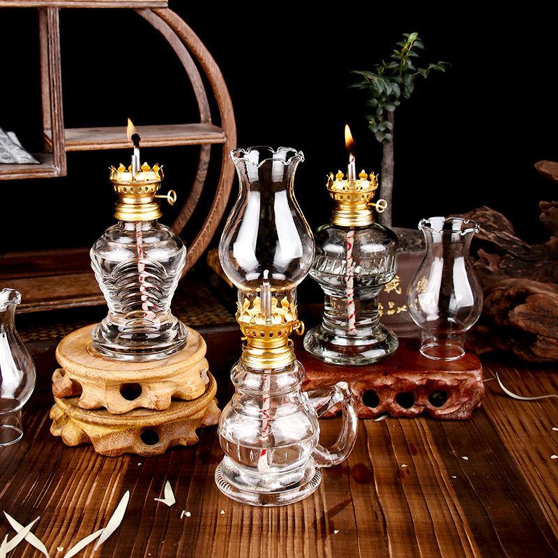 

Candle Holders Glass Kerosene Lanterns Oil Lamp Classic Retro Family Decorative Lights High Capacity Quality Portable Adornment