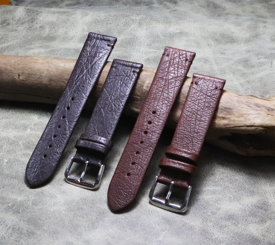 

Watch Bands Handmade Coffee Soft Ostrich Leather Strap, Thin 20mm High Quality Ultra-thin Wristband