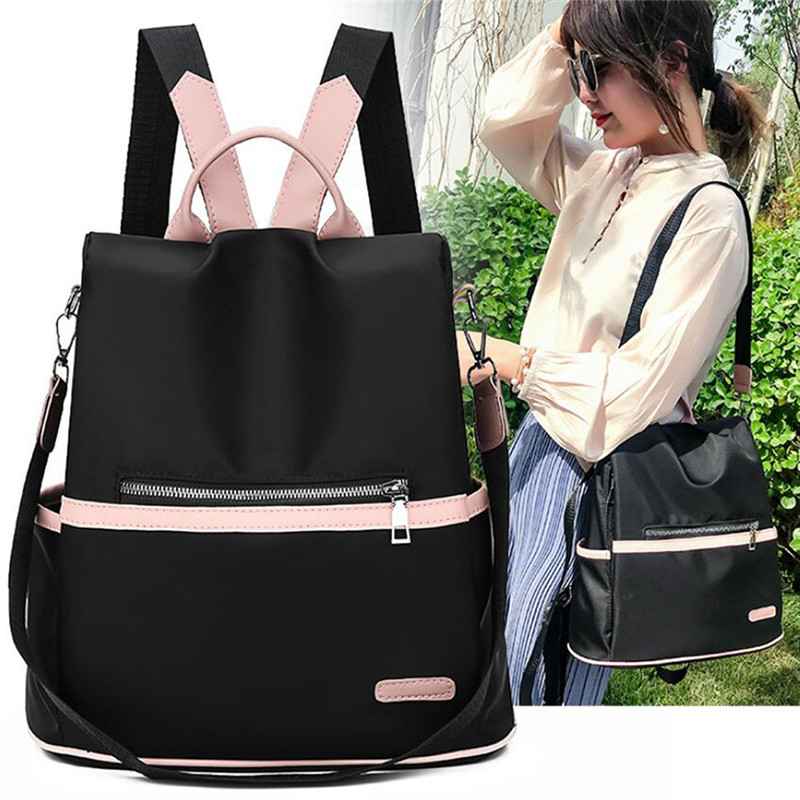 

2021 Casual Oxford Backpack Women Black Waterproof Nylon School Bags for Teenage Girls High Quality Fashion Travel Tote Packbag