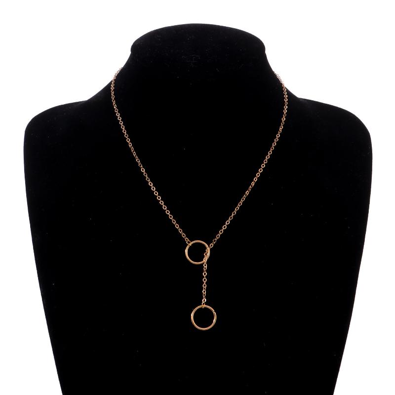 

Double Circles Pendant Necklace For Women Gold Silver Color Removable 2021 Fashion Jewelry Clavicle Chain Short Necklaces