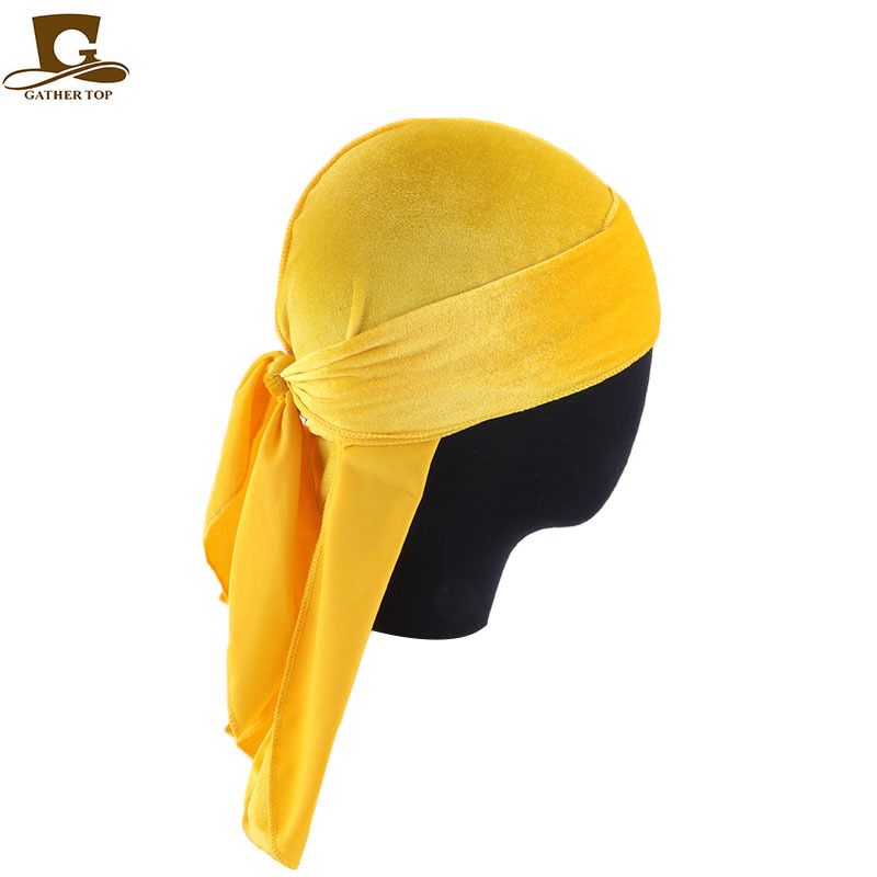 

12 colors Luxury unisex Velvet Durags Bandana Turban Hat pirate caps Wigs Doo Durag Biker Headwear Headband Pirate Hat Hair Accessories18 Q2, Blue;gray