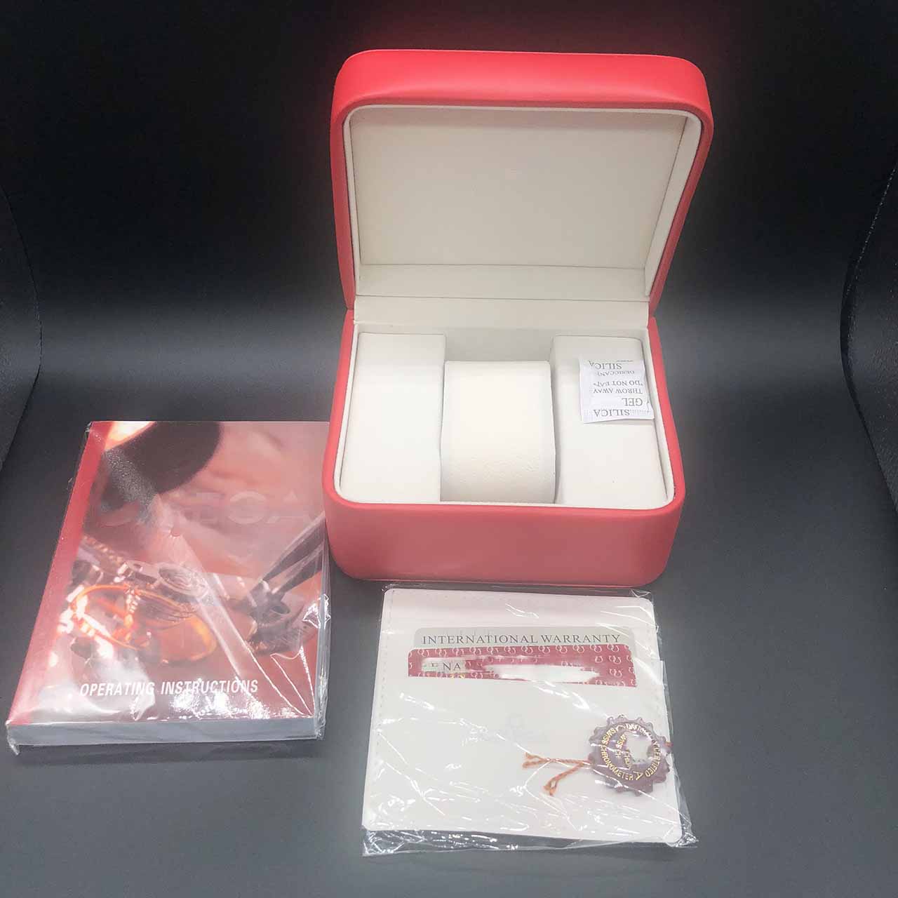 

wholesale new square red for ome box watch booklet card tags and papers in english watches Box Original Inner Outer Men Wristwatch, Black;blue