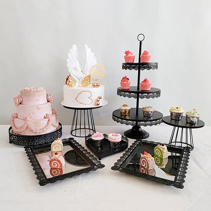 

Other Bakeware 4-7pcs/lot Black Cake Stand Cupcake Tray Birthday Tools Home Decoration Candy Bar Dessert Table Party Supplier