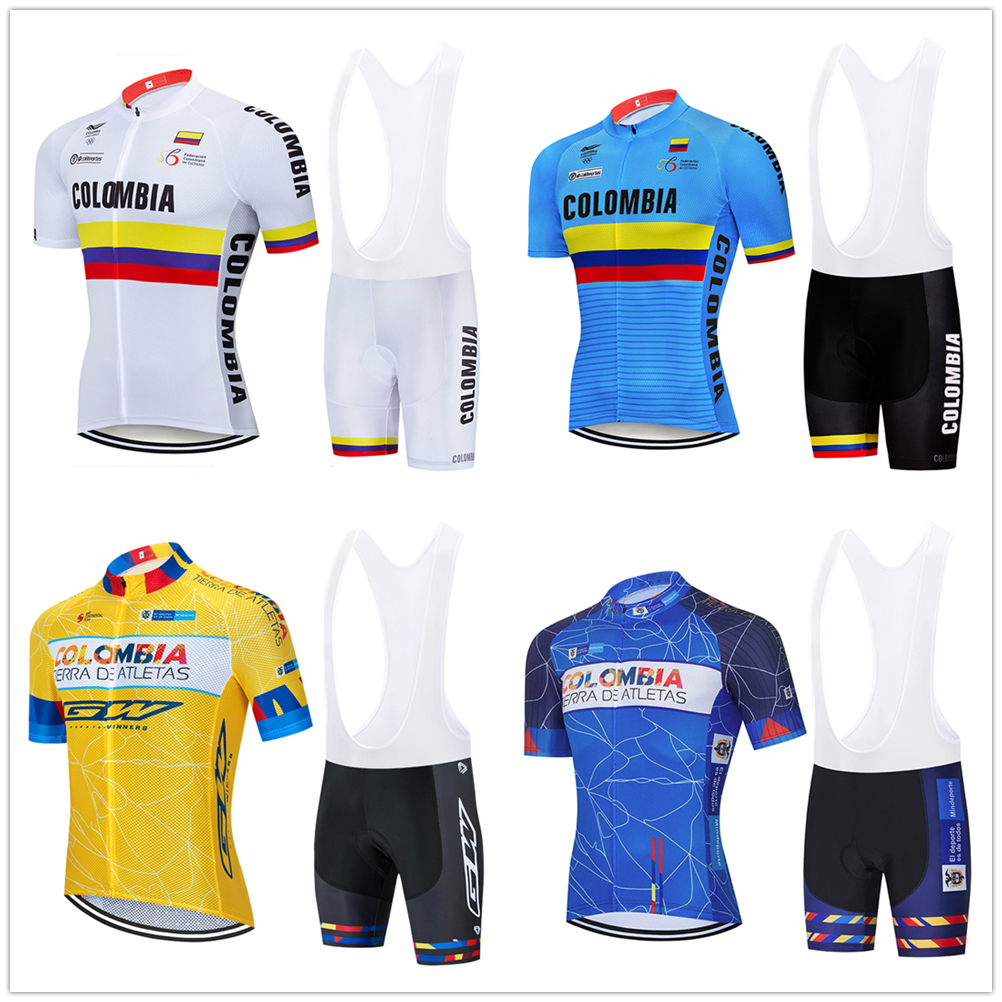 2021 Pro Team Colombia Cycling Jersey Suit Men/Women Summer Breathable Short Sleeve Cycling Clothing 9D Gel Padded Bib Shorts Kit-image-675291445