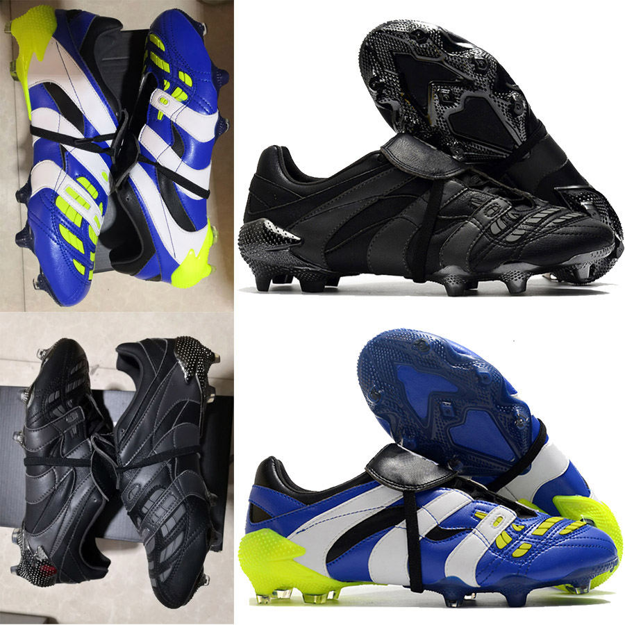 

Send With Bag Football Boots Predator Accelerator FG Soccer Shoes For Mens High Quality Firm Ground Black Blue Leather Training Football Cleats Size US6.5-11.5