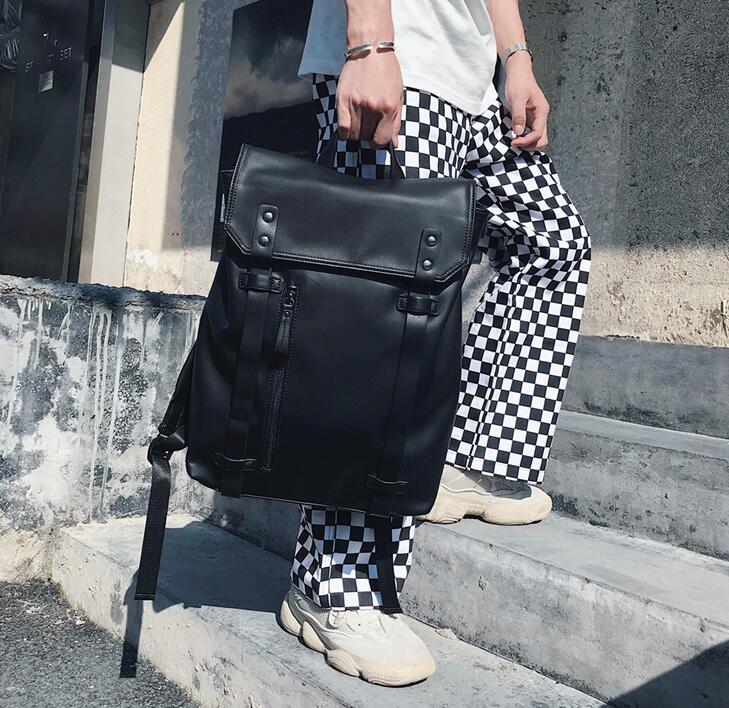 

Factory wholesale men handbag outdoor leisure leather backpack college wind belt decoration mens messenger bag large Joker leathers fashion shoulder bags, Black1