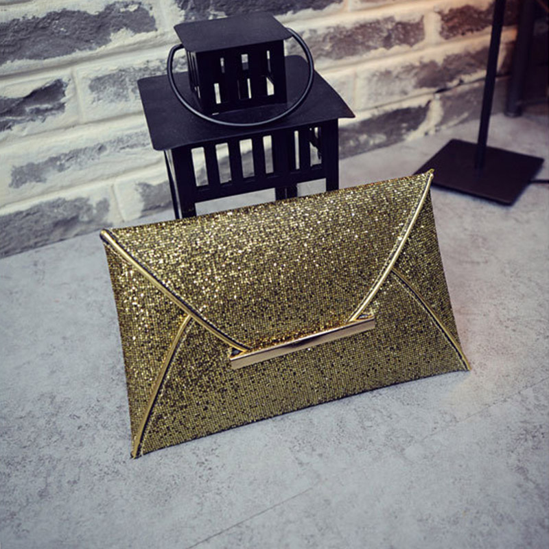 

2021 Women Evening Bag Pouch Sequins Envelope Black Handbag Sparkling Party Bags Solid Wedding Day Bling Clutches Gold Purses
