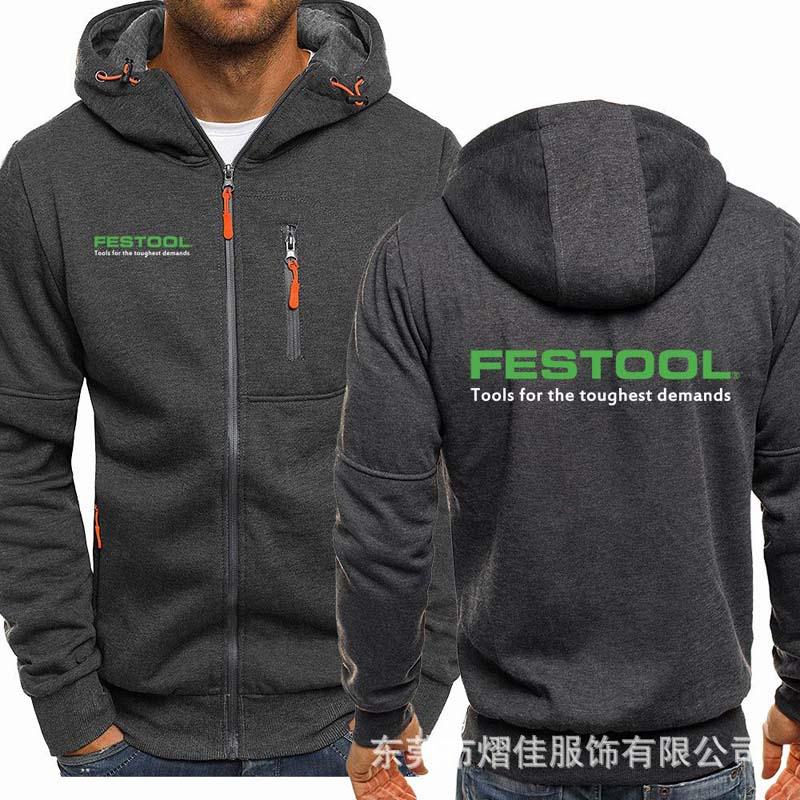 

Men' Hoodies & Sweatshirts Top Quality Festool Men Zipper Hoodie Clothes Fleece Riding Jackets Coat Harajuku, Black