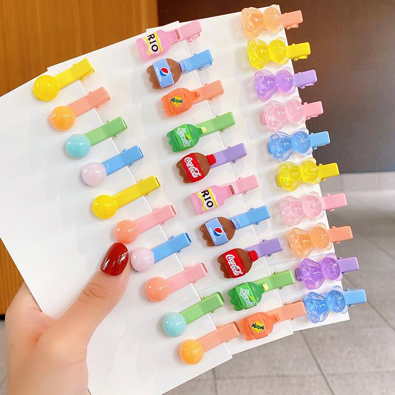 

Hair Accessories 10Pcs/Set Cute Cartoon Bear Drink Bottle Hairpins For Girls Sweet Clips Side Barrette Headband Fashion, 10pcs 1