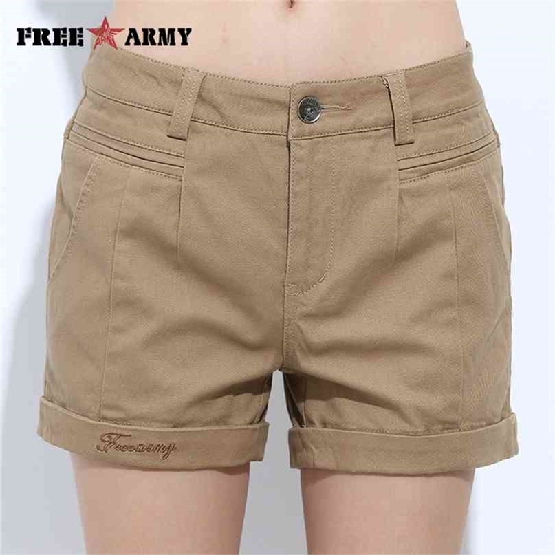 

Womens Shorts Summer Fashion Casual Cotton 4 Solid Colors Short Pants Brand Clothing Black Sexy Woman Drop 210722, Beige
