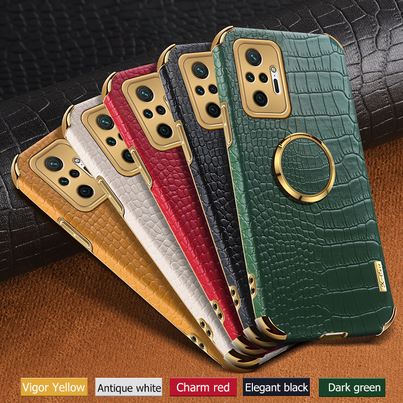 

Ring Holder Plating Leather Cases For Xiaomi Redmi Note 10 9 Pro 10S 9S POCO X3 Pro NFC Soft Phone Cover Shockproof Shell, White