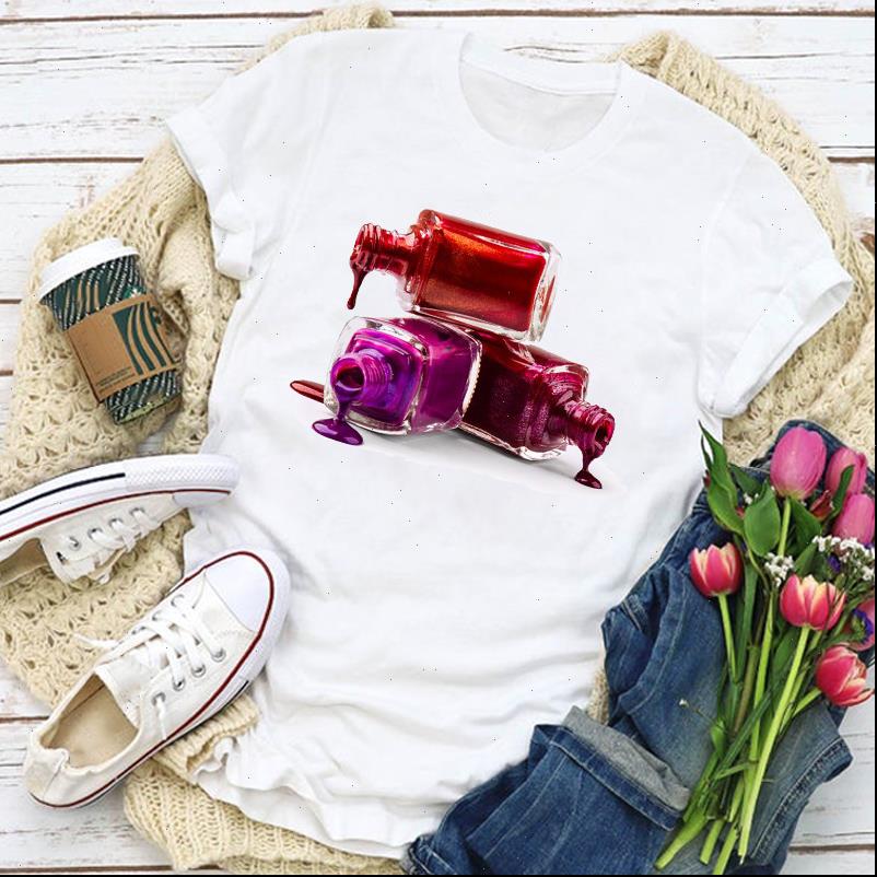 

women graphic womens 3d drape bottle vogue fashion finger nail summer t shirt lady clothing clothes tee female, White
