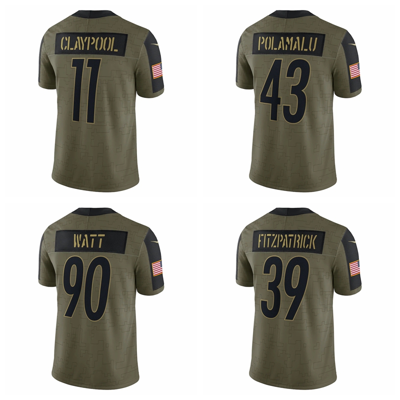 

PittsburghSteelersMen's Chase T.J. Minkah Fitzpatrick Watt Troy Polamalu Claypool 2021 Salute To Service Jersey, 11