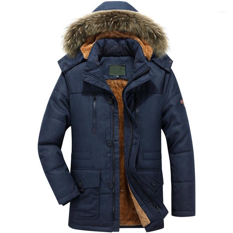 

Men's Down & Parkas 2021 Men Fleece Jacket Parka Coats Winter Thicken Warm Windproof Jackets Casual Hooded Outwear Cotton-padded HX0851, Black