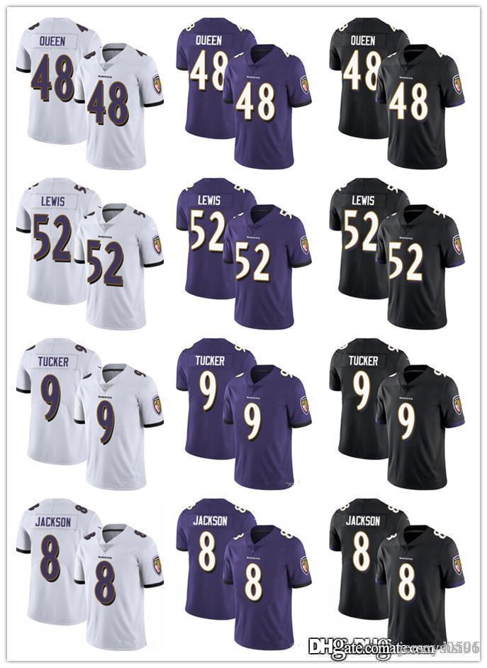 

Men Youth Baltimore Women Ravens 8 Lamar Jackson 52 Ray Lewis 48 Patrick Queen 9 Justin Tucker Football Jerseys Blac, Black;red