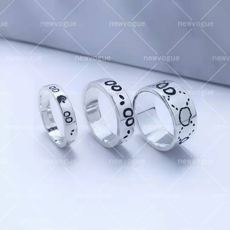 

Sterling Silver Platinum Plated Skull Band Ring Men's And Women's Fashion Luxury Rings Designer Classic