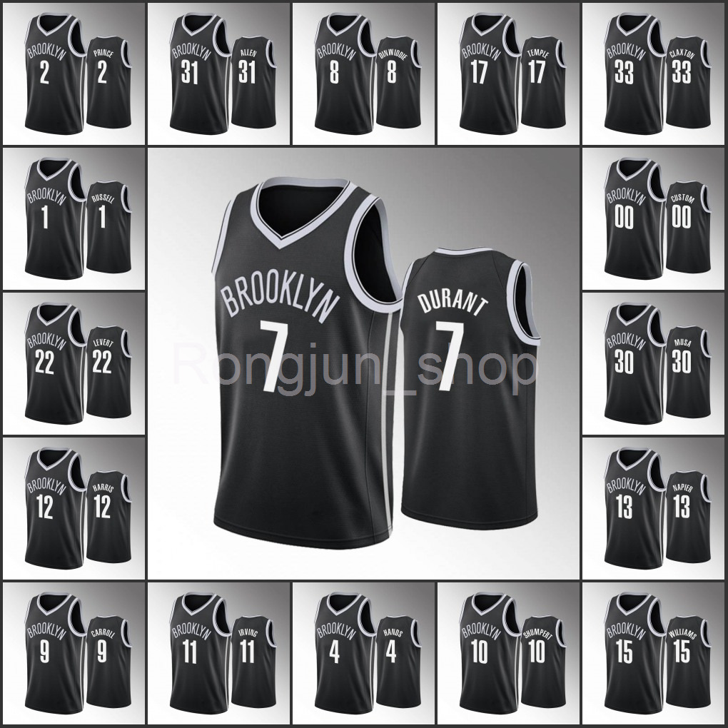

75th Anniversary Diamond Basketball Jerseys 2021/22 Printed Men Kyrie Irving Kevin Durant Spencer Dinwiddie Caris LeVert Icon Black Custom Jersey
