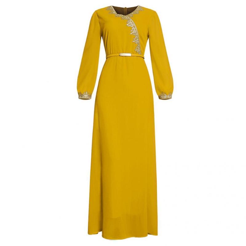 

Casual Dresses Traditional Shrink-resistant Embroidery Print Maxi Dress For Daily Wear, Green