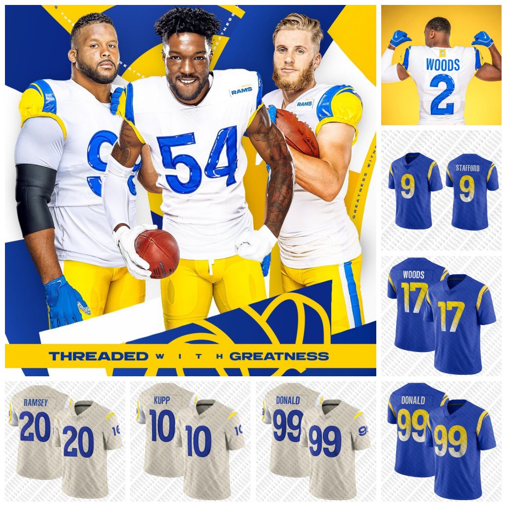

MODERN Throwback Football Jersey Matthew Stafford Aaron Donald Jalen Ramsey Robert Woods DeSean Jackson Cam Akers Tutu Coop, Mens