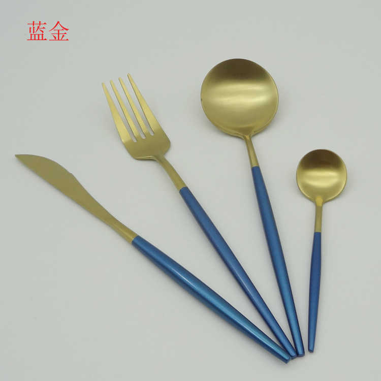 

304 stainless steel Portuguese tableware creative dark green steak knife, fork, spoon, chopsticks, Nordic Western Food Spoon