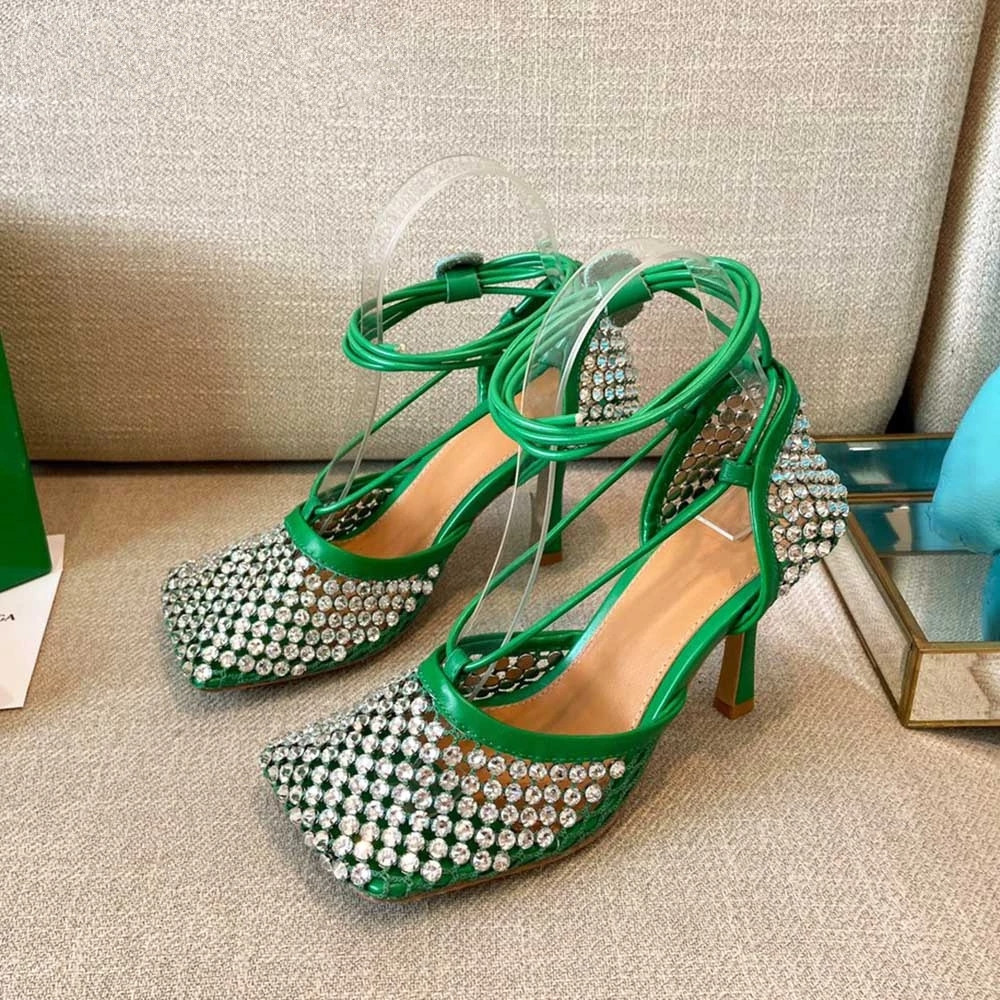 

2022Summer Strappy Sandals High Heel Shoes For Women Square Toe Luxury Shoes Female Sandalias Designer Sexy Party Wedding Shoe, Beige