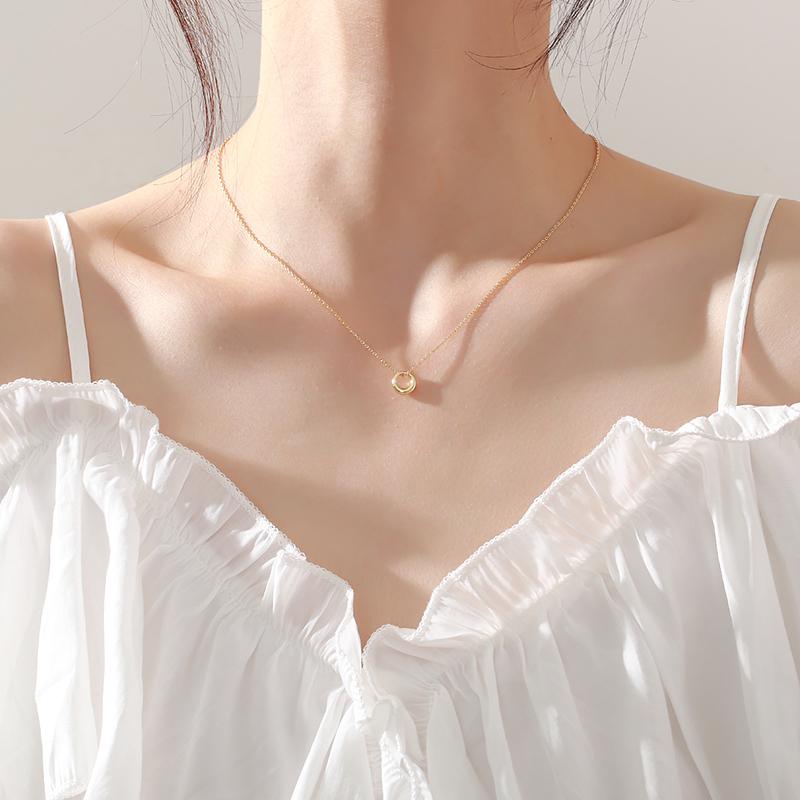 

Lockets 925 Sterling Silver Zircon Geometric Circle Clavicle Necklace Pendant Women Fashion Jewelry Accessories