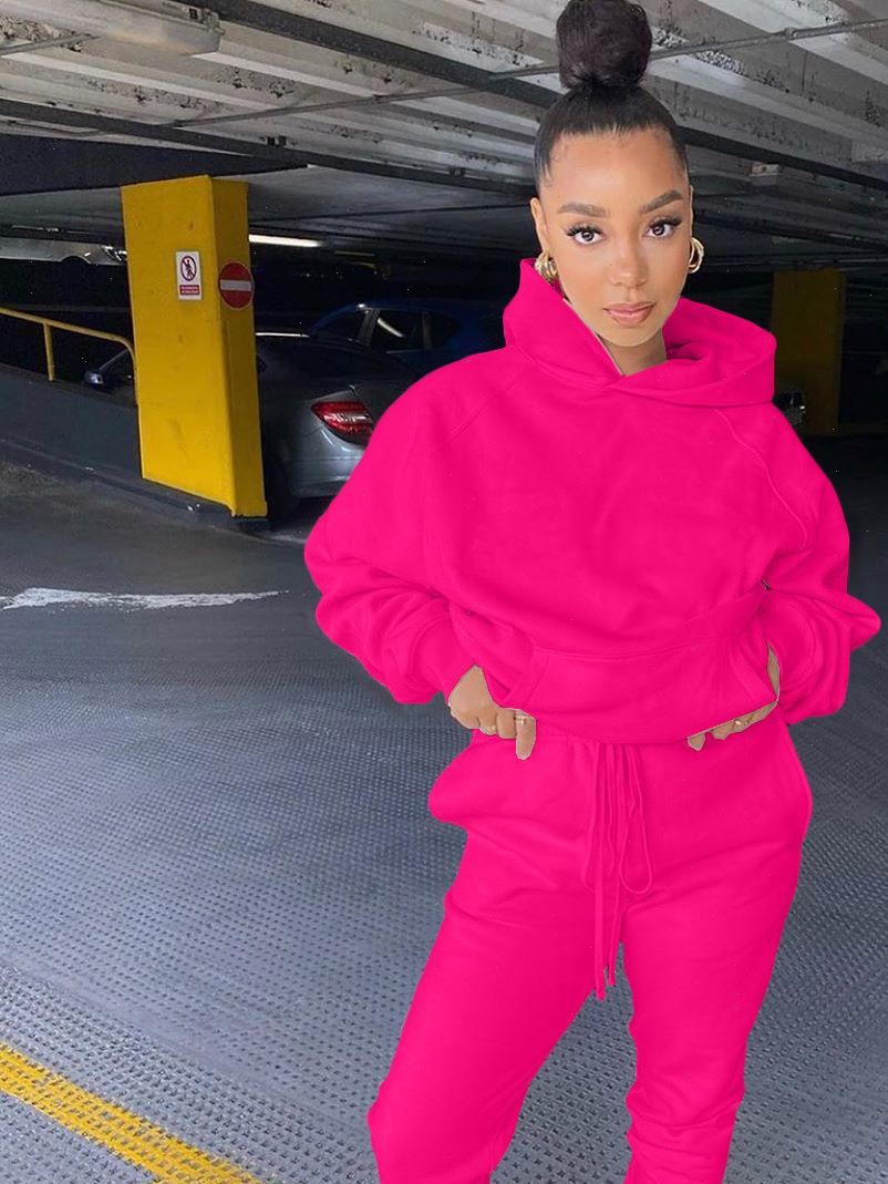 

adogirl fashion classic solid womens tracksuits set hooded sweatshirt jogger pants suit tracksuit matching two piece casual outfits, Gray