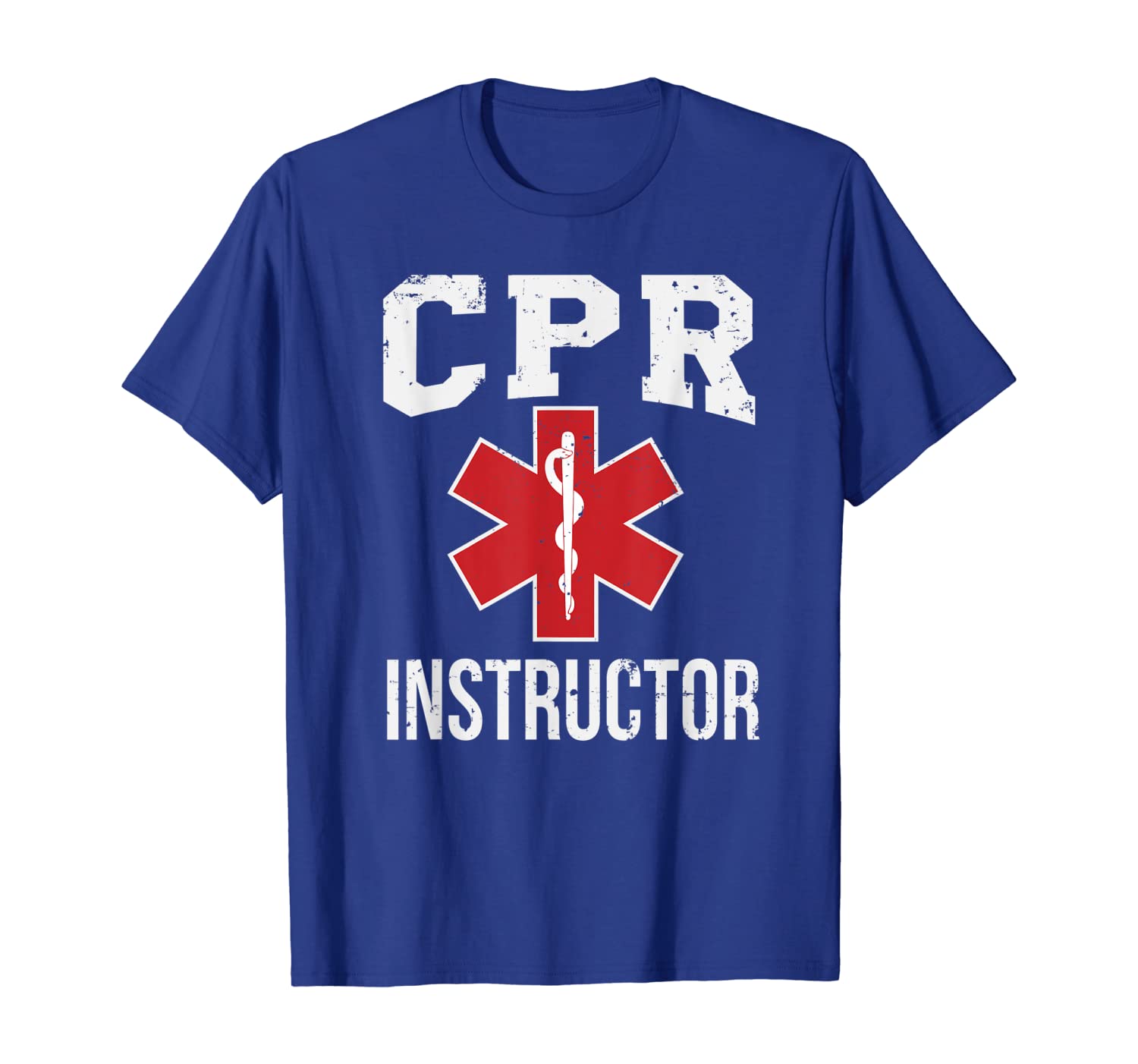 

CPR Instructor Red Star Of Life EMS T-Shirt Medic Gift, White;black