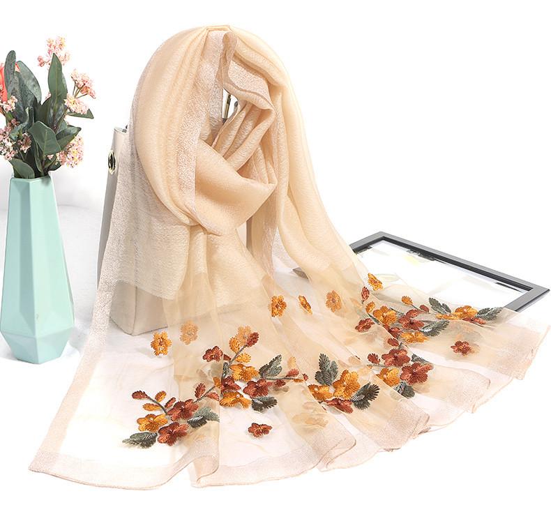 

Berets Silk Scarf Women Gauze Shawl Outside Spring And Autumn Black, Blue;gray