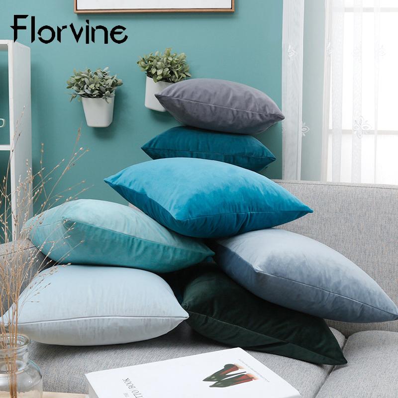 

Cushion/Decorative Pillow Velvet Cushion Covers Decorative Cover Cushions Home Decor Fur Pillows Case Bedroom Sofa Housse De Coussin, Gray