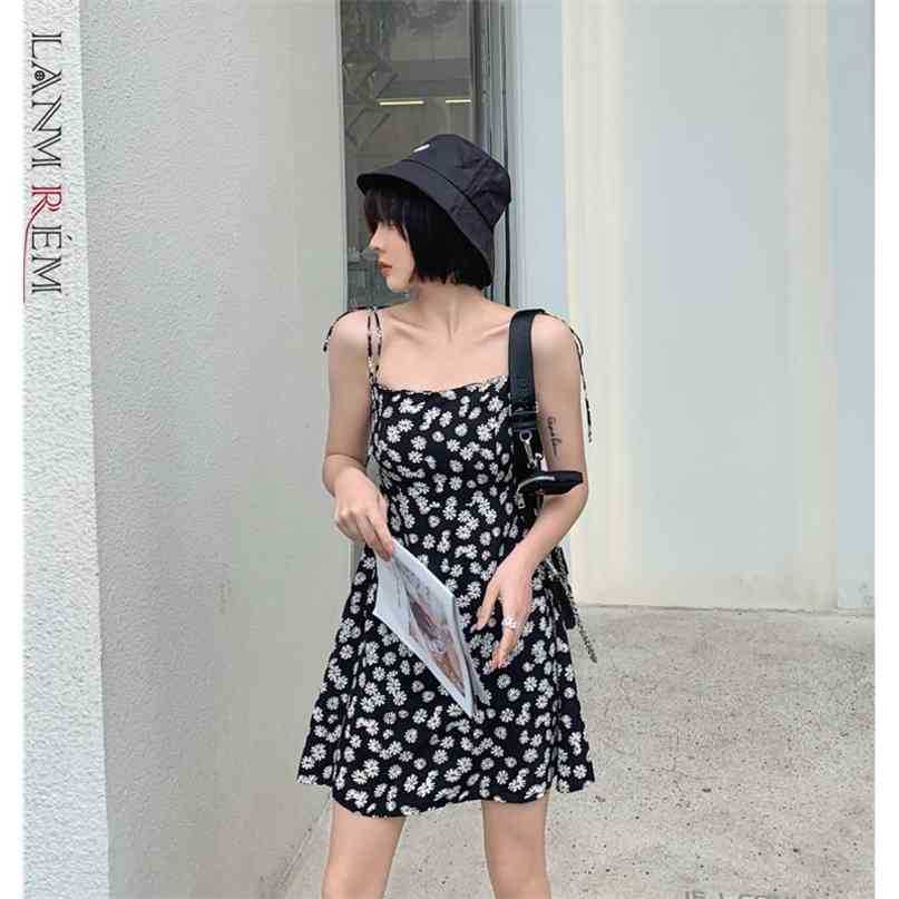 

Women Sleeveless A-line Floral Dress Slim Short Sexy Dresses Fit Female Fashion Summer Arrivals 2H008 210526, Black