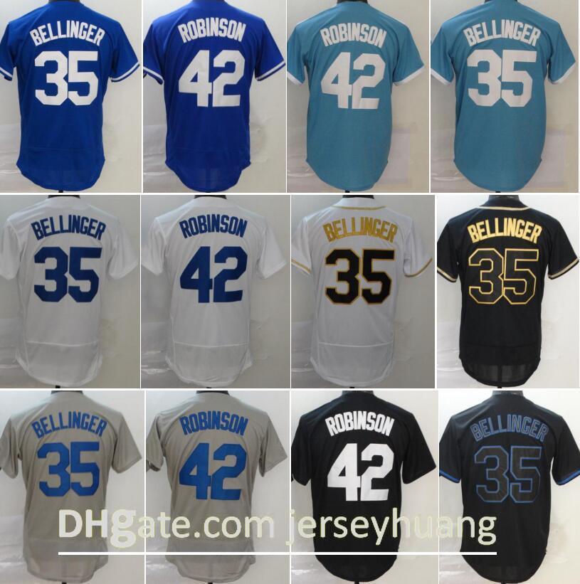 

Men Baseball 35 Cody Bellinger Jersey 42 Jackie Robinson Embroidery And Stitched Flexbase Team Color Cool Base Blue Black White Grey