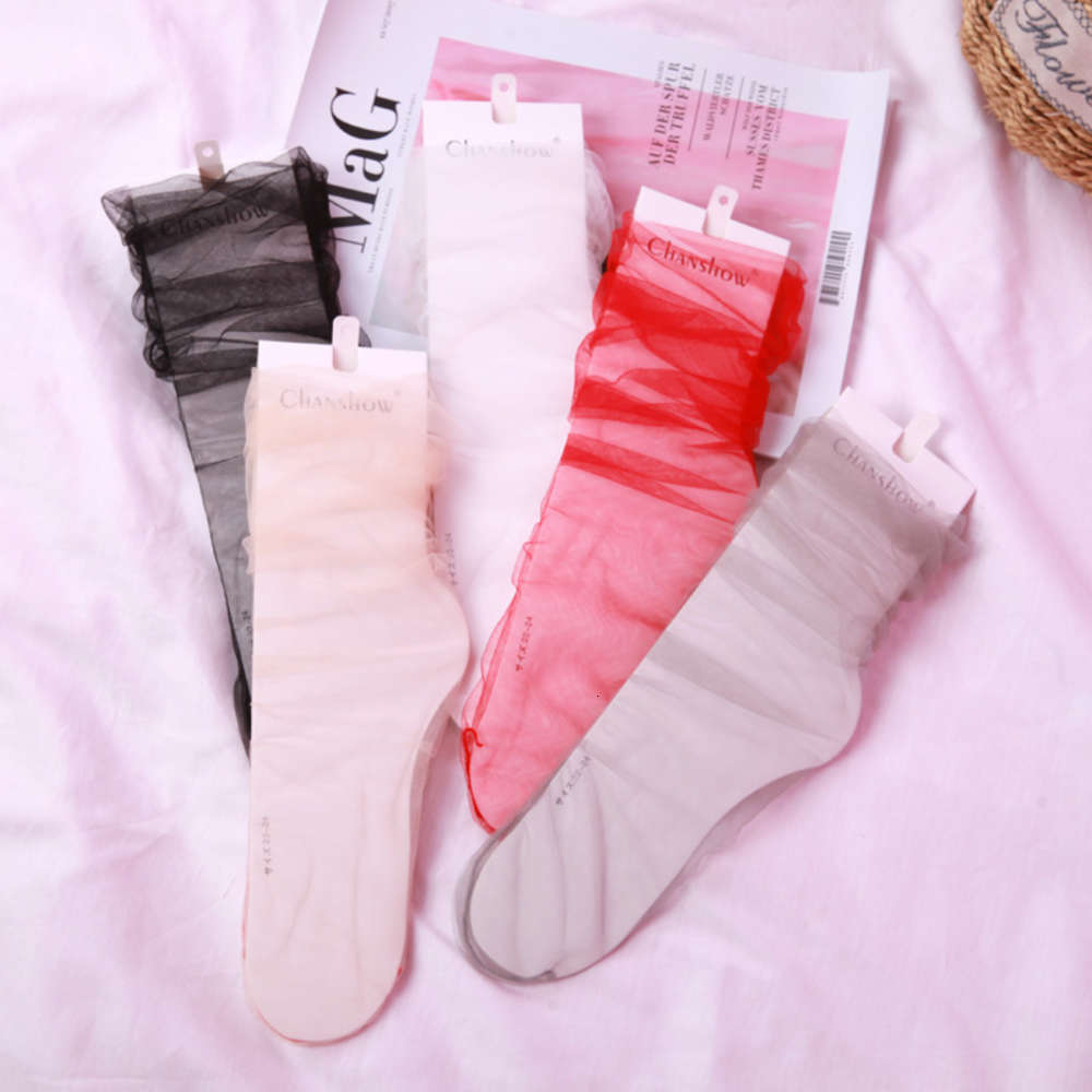 

Pure color mesh stockings dongdamen Tulle summer ultra thin long tube transparent tide, Black