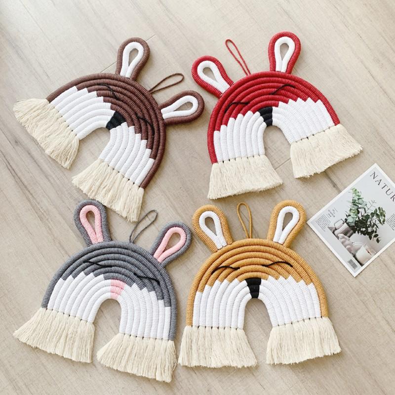 

Wall Hanging Ornaments Children Room Handmade Woven Cotton Rope Animal Decoration Rainbow Decor Decorative Objects & Figurines