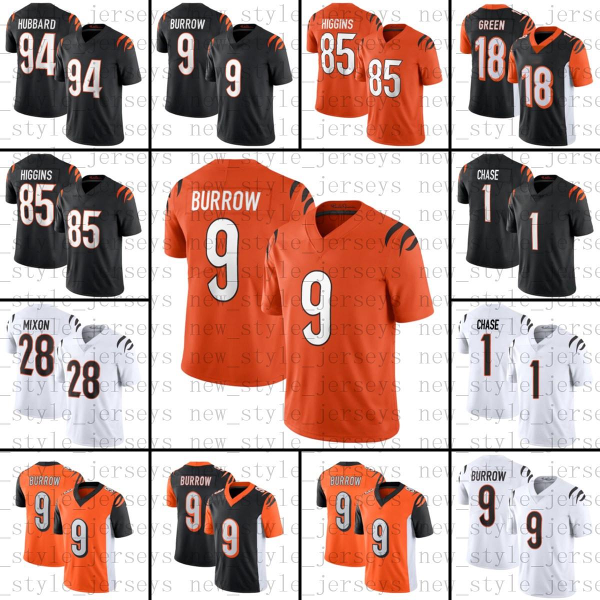 

Ja'Marr Chase 9 JOE BURROW 28 Joe Mixon Football Jerseys Cincinnati Bengals 94 SAM HUBBARD 85 Tee Higgins 83 Tyler Boyd 3 AUSTI, Black;red
