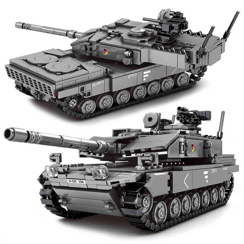 

Military Tanks Challenger Leopard 2A7+ Main Battle Tank Soldier Police Building Blocks WW2 Bricks Army Kids Children Toys Gifts Y1127