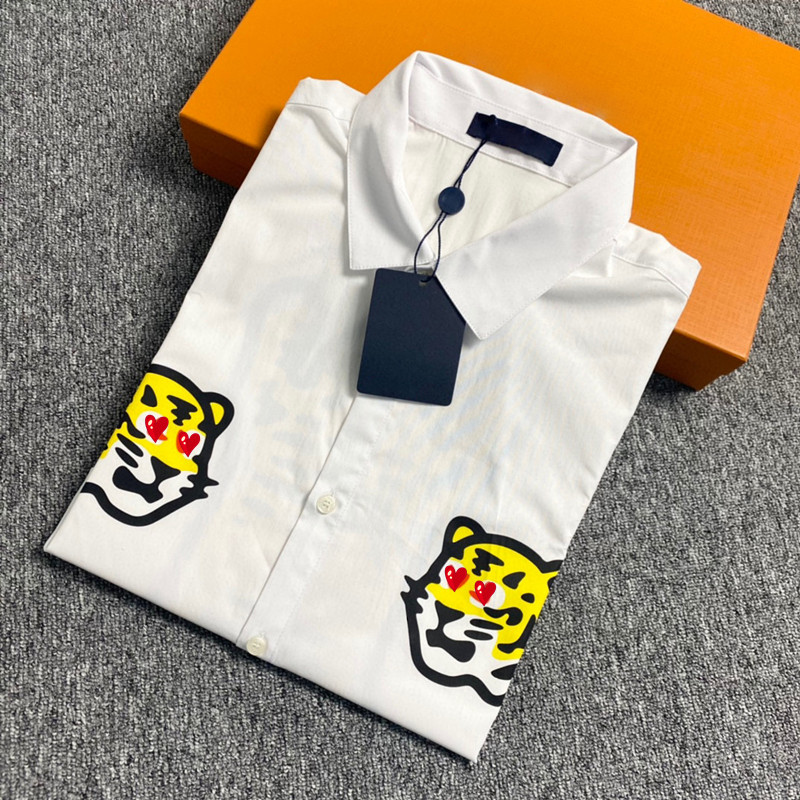 

1A9GFJ Spring and Autumn Long Sleeve Printed Tiger Mens shirt luxury designer fashion trend wear business casual brand spring slimming -2XL, No pay