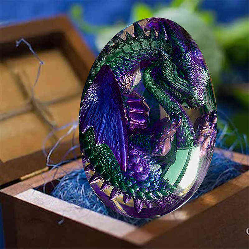 

NXY Decoration Lava Dragon Egg Resin Statue Ornamental Dinosaur Eggs Sculpture Crystal Gemstone Souvenir Home Decor Collection Kid Gift Toy 0124