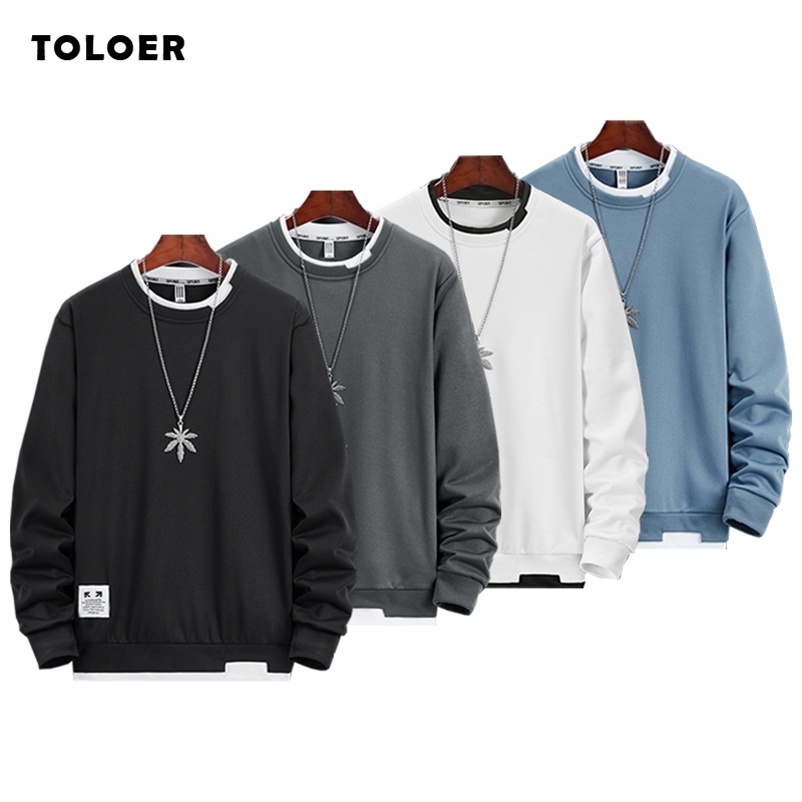 Autumn Mens Sweatshirt O-Neck Long Sleeve Male Hoodies Solid Color Casual Hip-Hop Streetwear Men Pullover Trendy Fashion 210715