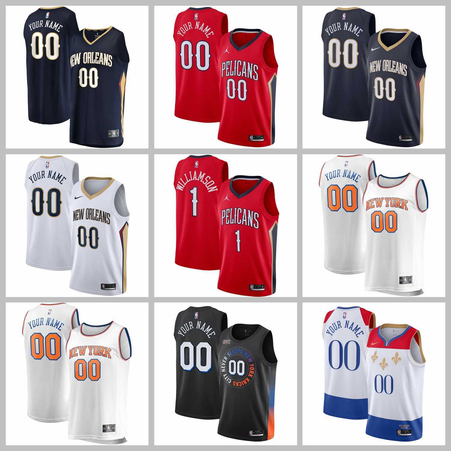 

2021 Basketball Team Jerseys New Orleans Pelicans Jersey Zion Williamson Navy White Red Black Color Stitched Size -XXXL Mesh Breathable Quick Dry, As photo