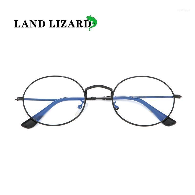 

Sunglasses Flat Mirror Metal Anti-blue Light Glasses Round Frame Men And Women Style Goggle Optical LAND LIZARD1