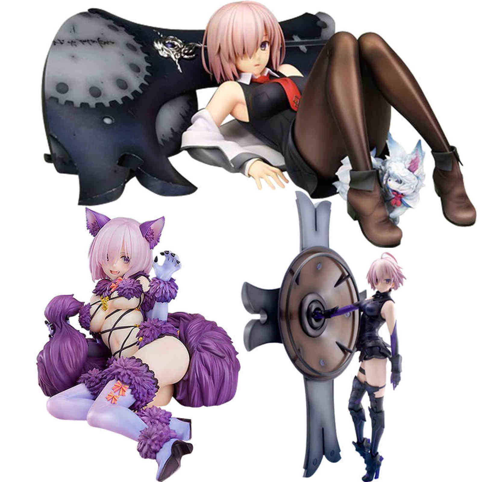 

12cm Mash Kyrielight cat girl Fate Grand Order Shielder Beast Sexy girls Action Figure japanese Anime PVC adult Action Figures H1105, No box
